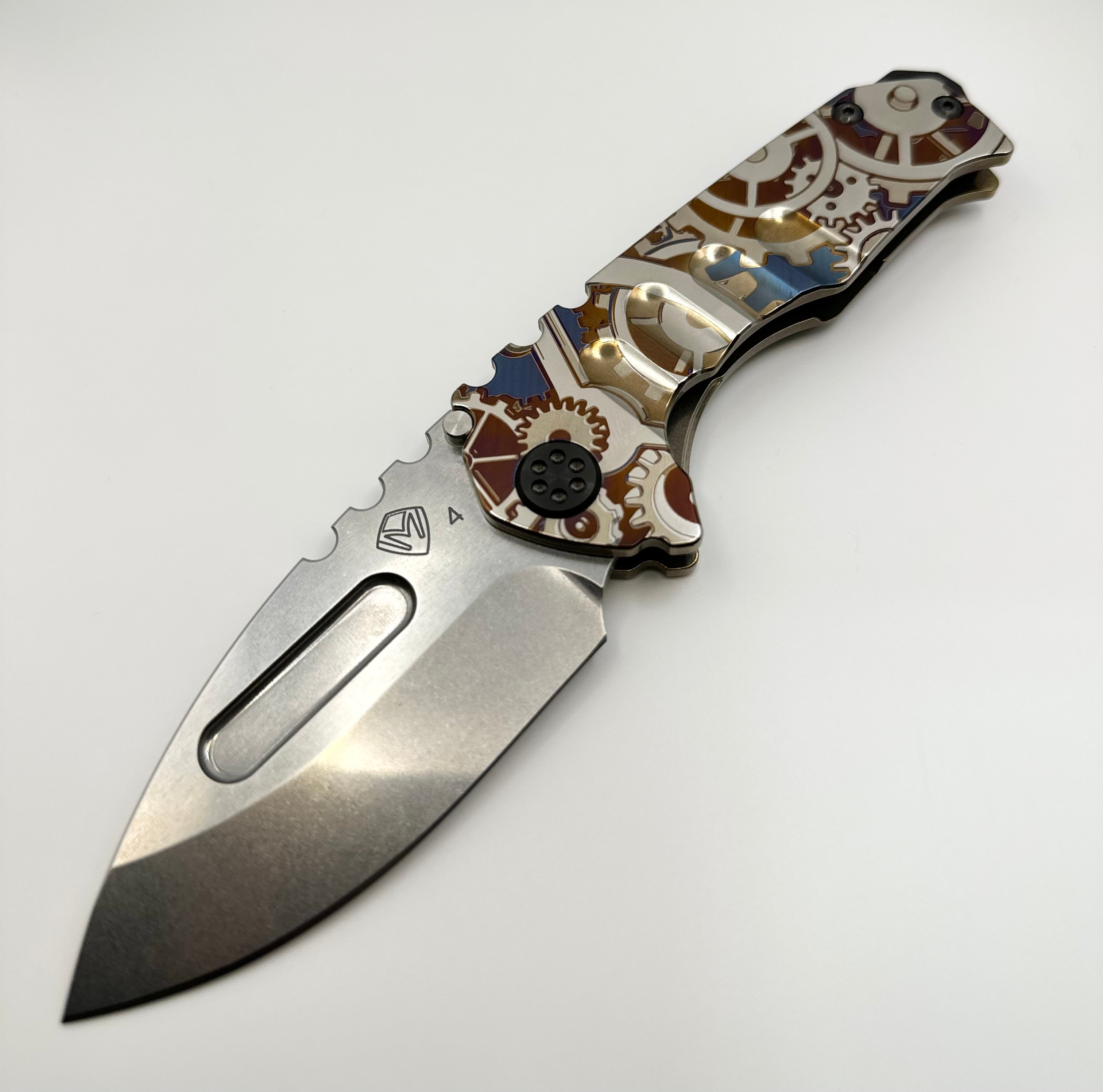 Medford Knife Praetorian Genesis T S45VN Tumbled DP, Bronze Steampunk Handle, Bronze Spring, Black HW, DLC Clip