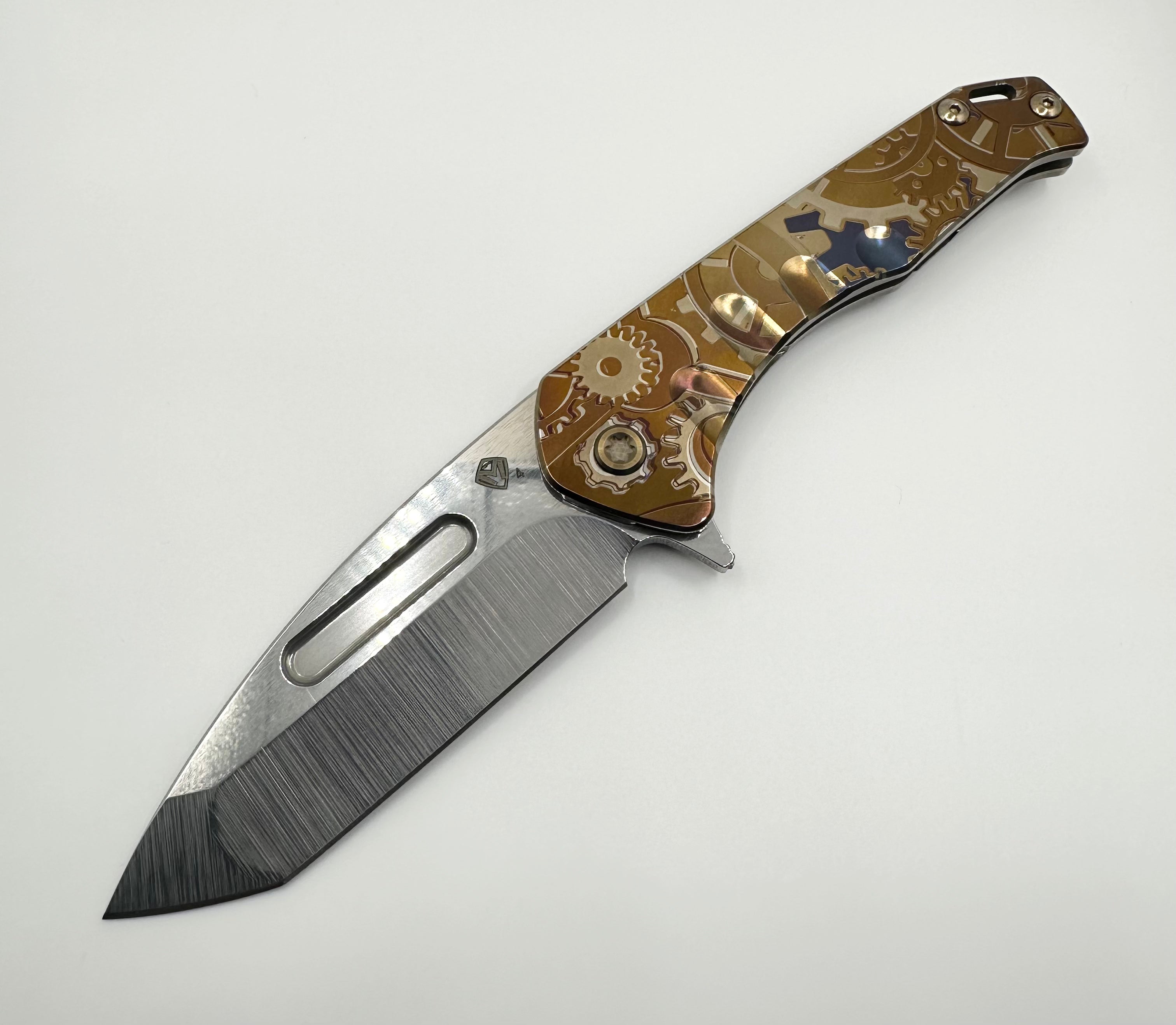 Medford Knife Praetorian Slim Flipper S45VN Tambled Tanto Blade, Bronze Steampunk Handle, Bronze Spring, Bronze HW & Clip