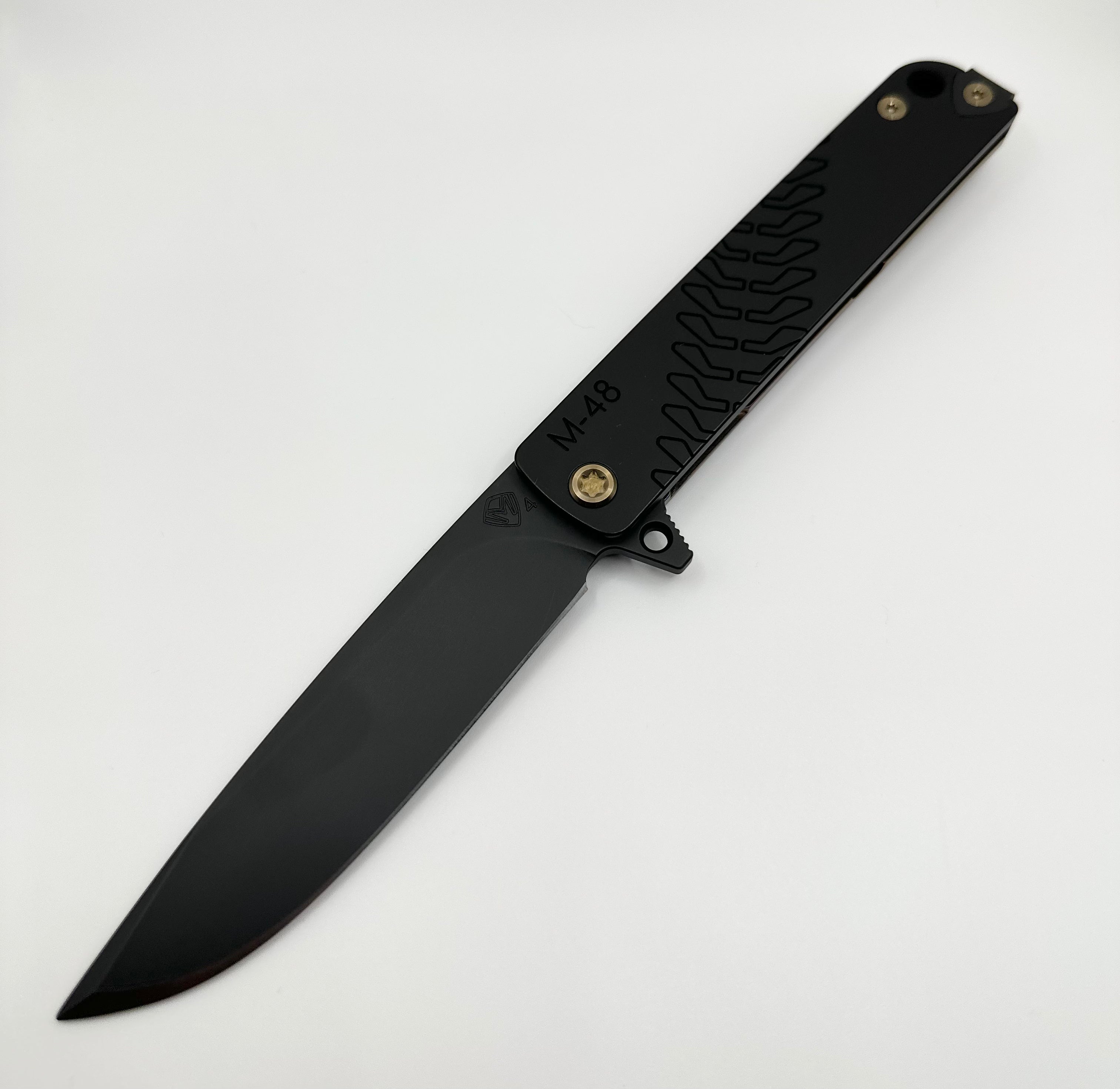 Medford Knife M-48 S45VN DLC Blade, Black Handle, Bronze & Violet Fade, Bronze HW, DLC Clip