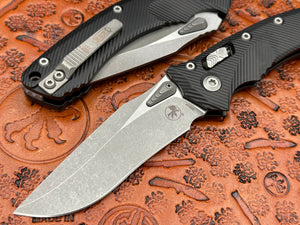 Microtech Knives Amphibian RAM-LOK Black Single Edge Fluted Aluminum Black Apocalyptic 137RL-1-APFL - Tristar Edge