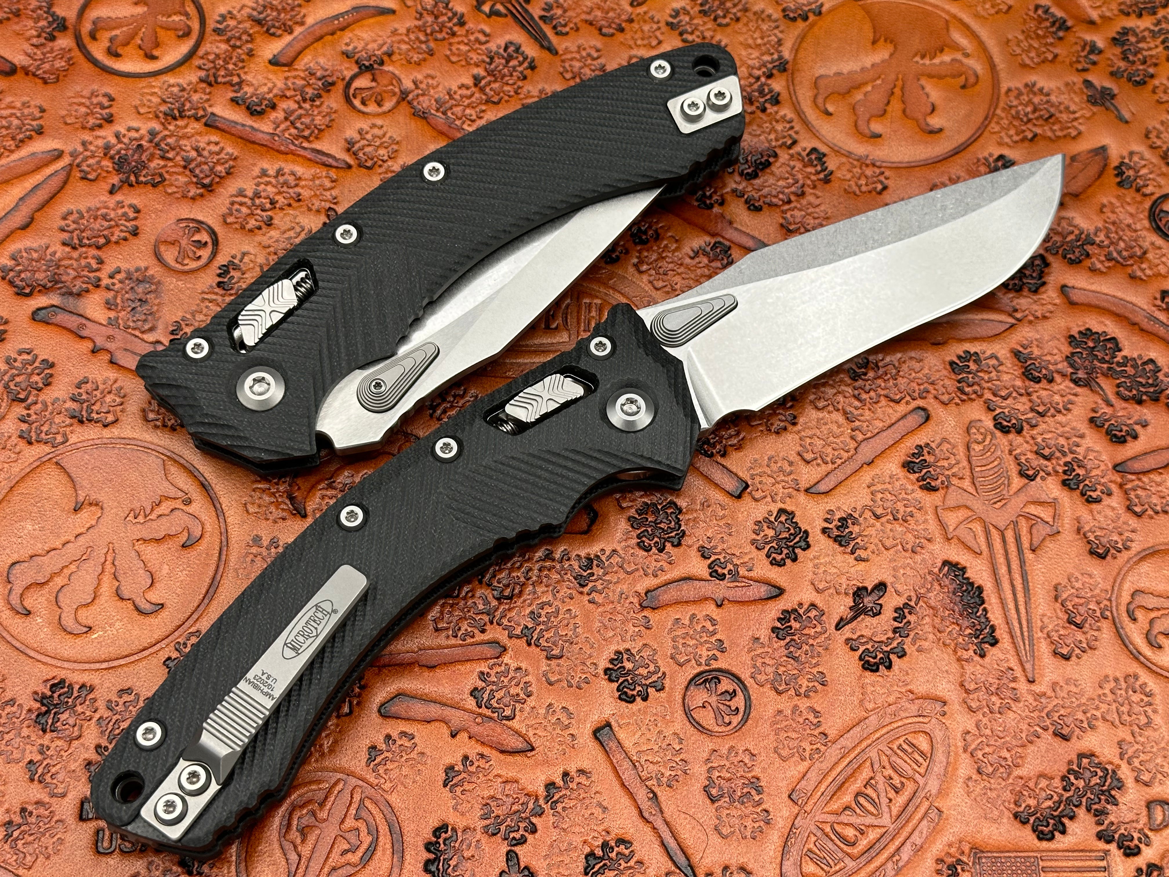 Microtech Knives Amphibian RAM-LOK Fluted G-10 Black Stonewash Standard 137RL-10FLGTBK - Tristar Edge