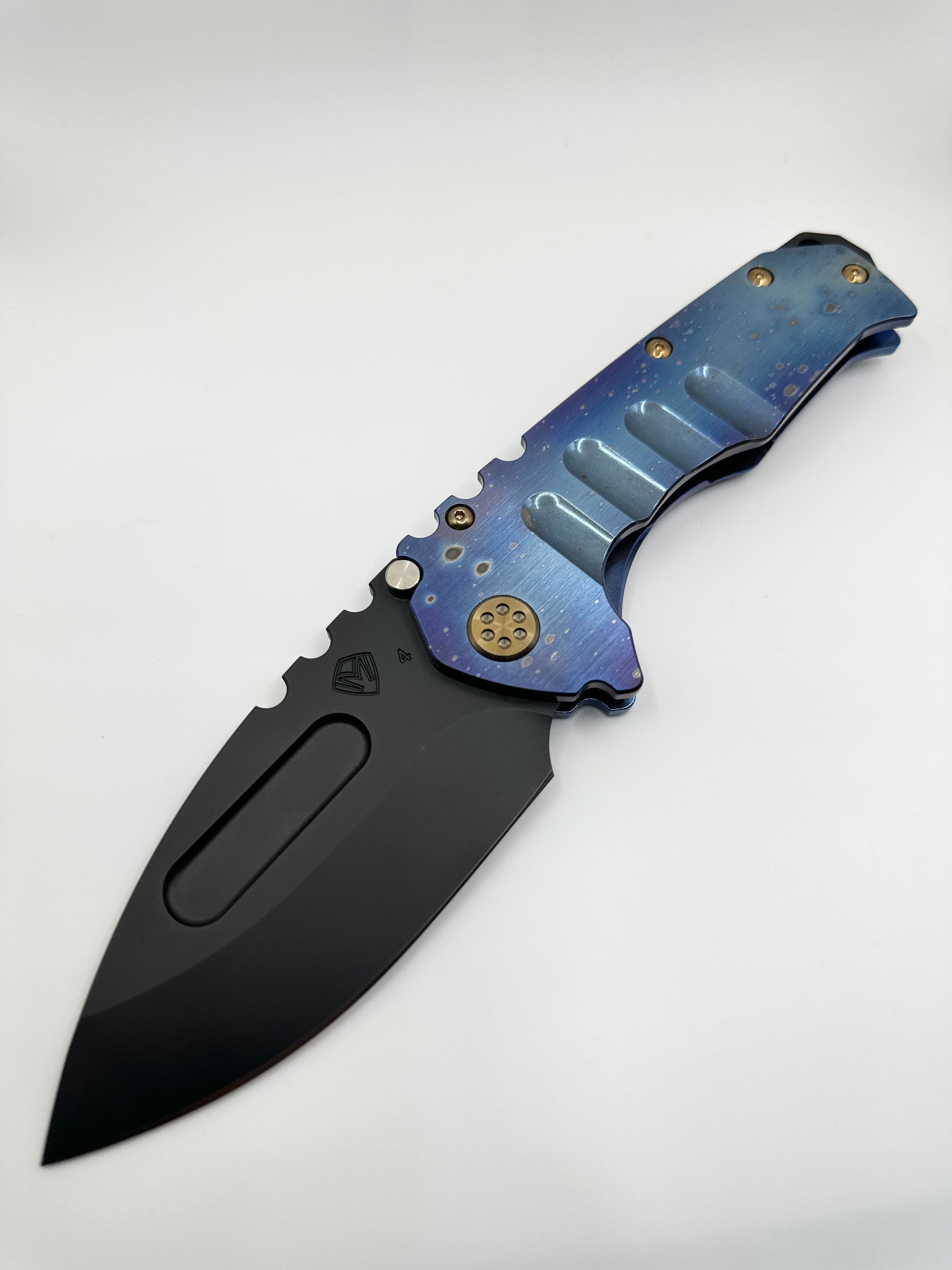 Medford Knife Praetorian T S45VN DLC DP Blade, Brsh/Galaxy Flm Handle, Blue Spring, Bronze HW, Brsh/Galaxy Flm Clip, DLC Breaker