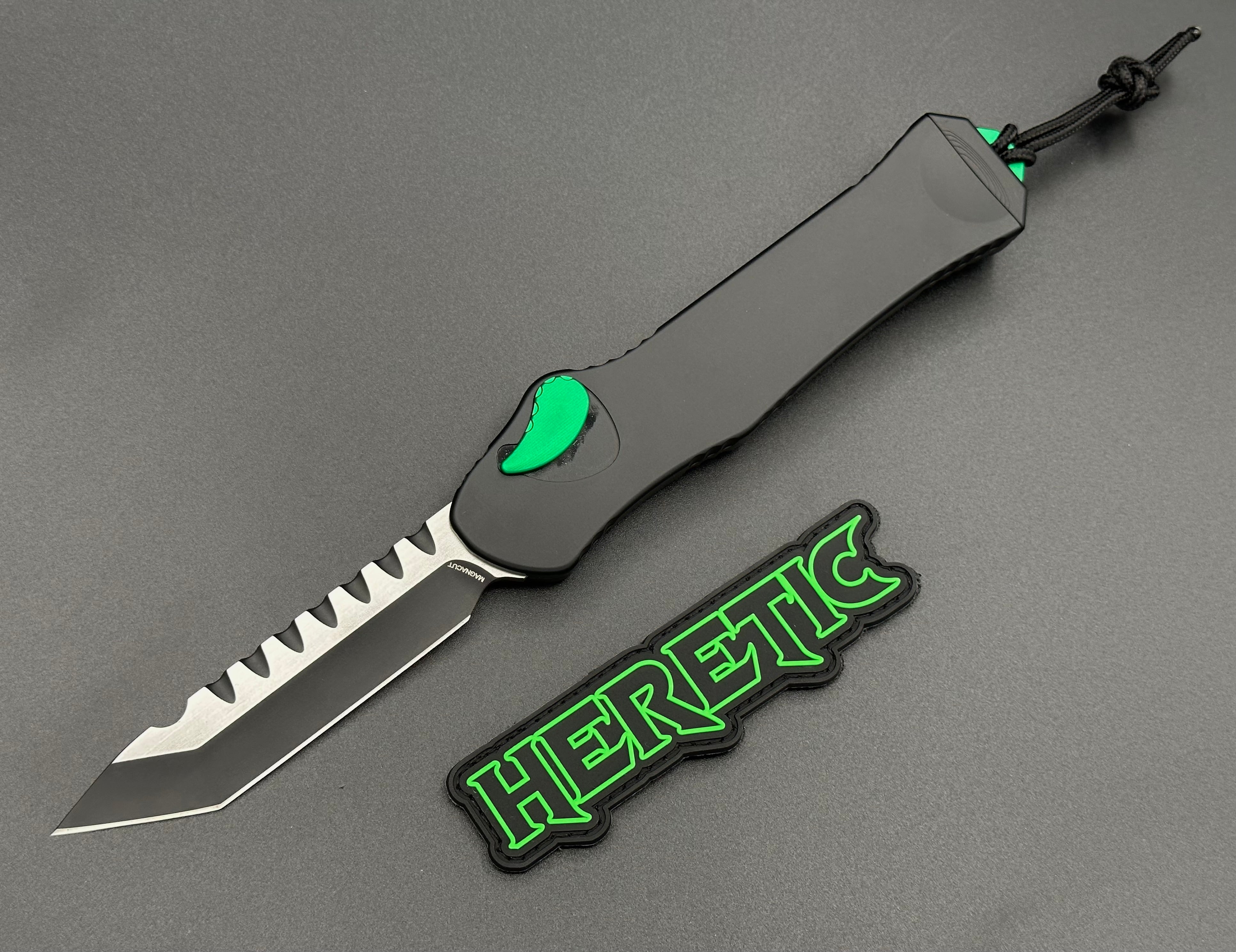 Heretic Knives Hydra V3 Tanto Two Tone Green Accents H006-10A-BLK/GRN - Tristar Edge