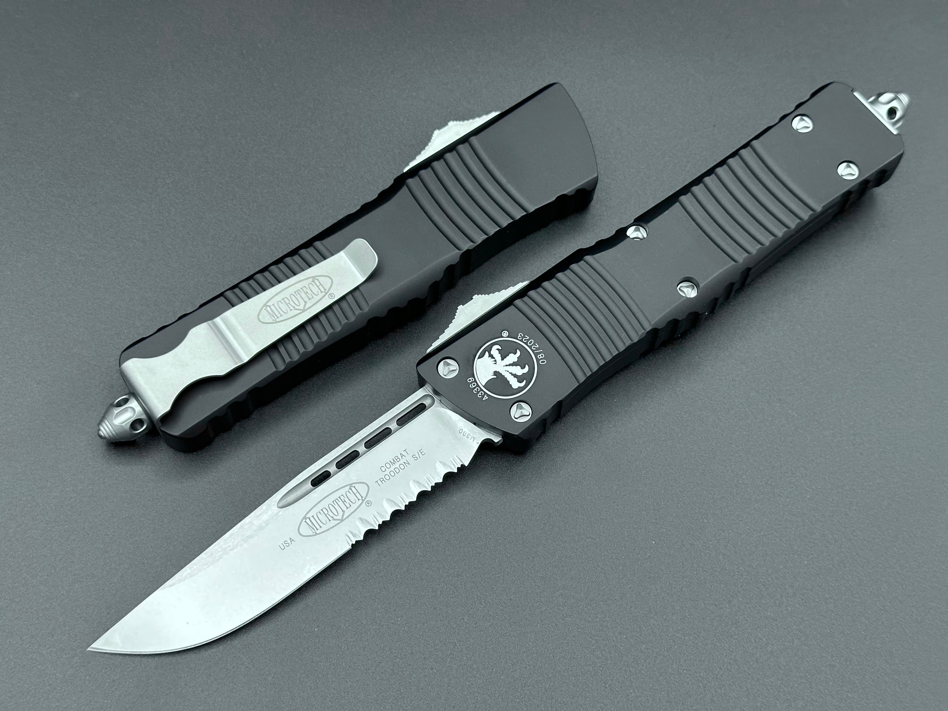 Microtech Combat troodon Single edge Stonewash Partial Serrated 143-11 - Tristar Edge