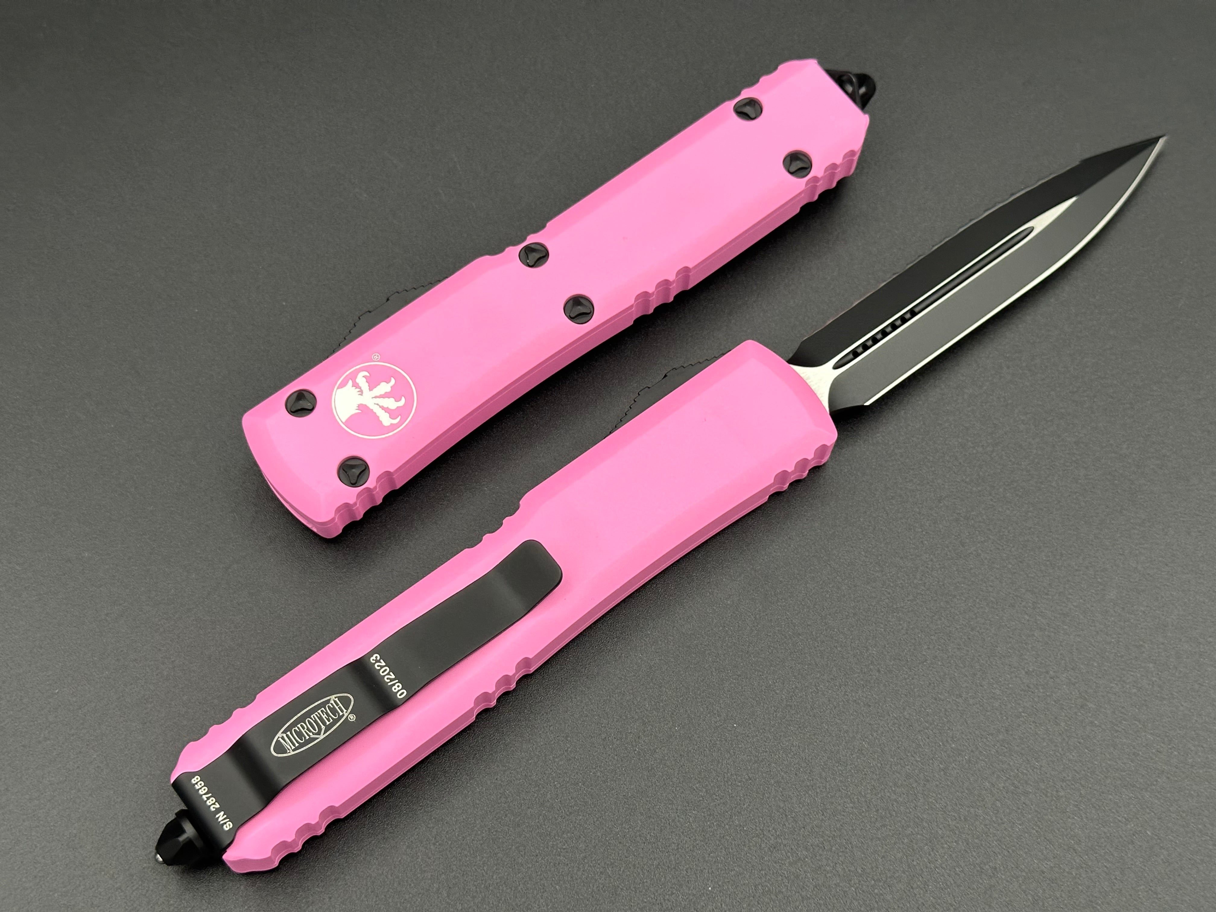 Microtech Knives Ultratech Pink Full Serrated 122-3 BPK - Tristar Edge