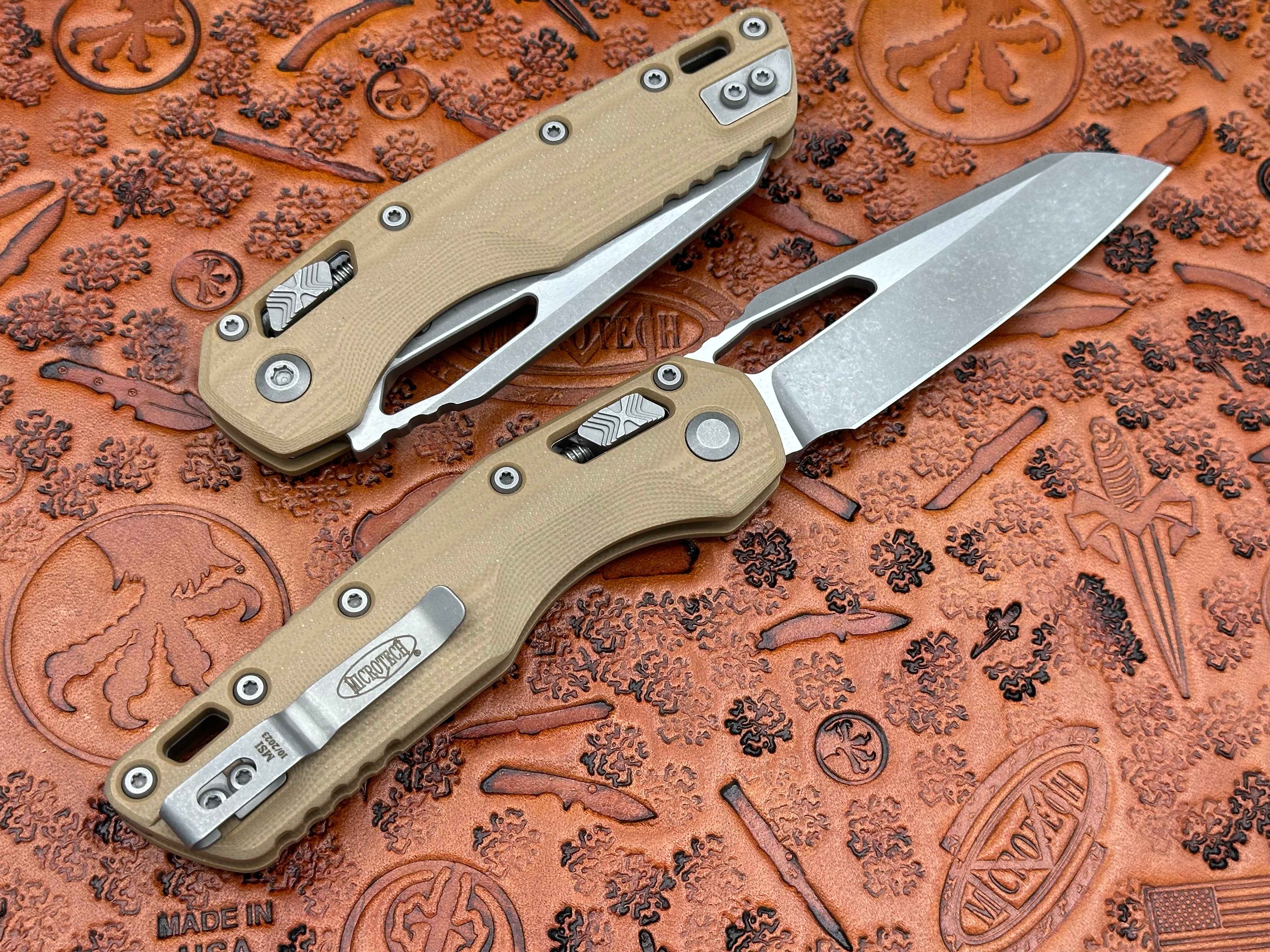 Microtech Knives MSI Single Edge G-10 Tan Apocalyptic Standard 210-10APGTTA - Tristar Edge